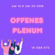 Offenes Plenum am 14.09. um 20 Uhr in der KTS